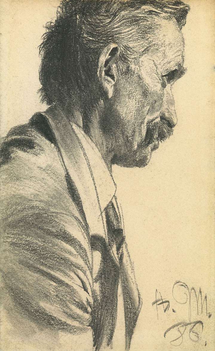 A Man with a Moustache, Facing Right